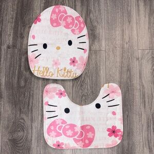 Hello Kitty Pink and White Toilet seat cover and mat